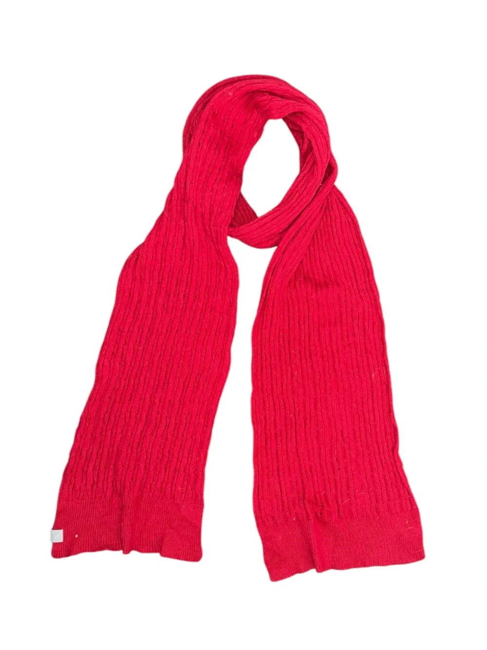 Red Ribbed Knit Scarf